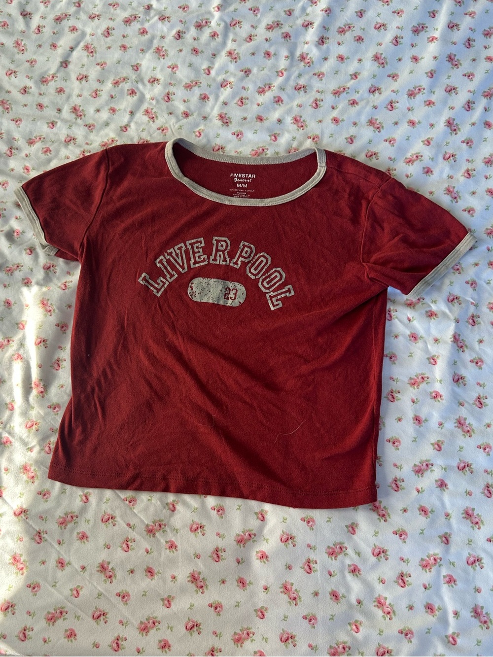 Five Star General Burgundy Ringer Tee with Cream Trim